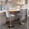 A&A Furniture,Golden Swivel Velvet Barstools Adjusatble Seat Height from 25-33 Inch