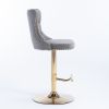 A&A Furniture,Golden Swivel Velvet Barstools Adjusatble Seat Height from 25-33 Inch