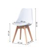 Mid Century Modern Dining Chairs, with Wood Legs, Armless Kitchen Chairs, Shell Lounge Plastic Side Chair with Soft Padded Kitchen, Dining Room