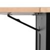 Kitchen Cart with Rubber wood Drop-Leaf Countertop, Concealed sliding barn door adjustable height