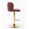 A&A Furniture,Swivel Barstools Adjusatble Seat Height, Modern PU Upholstered Bar Stools with the whole Back Tufted