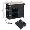 Kitchen Island with Power Outlet,Kitchen Storage Island with Drop Leaf and Rubber Wood,Open Storage and Wine Rack,5 Wheels
