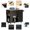 Kitchen Island with Power Outlet,Kitchen Storage Island with Drop Leaf and Rubber Wood,Open Storage and Wine Rack,5 Wheels