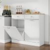 Two-Compartment Tilt-Out Trash Cabinet, Pet Proof Kitchen Trash Cabinet with Cutting Board, Free Standing Laundry Sorter Cabinet, Laundry Hamper