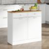 Two-Compartment Tilt-Out Trash Cabinet, Pet Proof Kitchen Trash Cabinet with Cutting Board, Free Standing Laundry Sorter Cabinet, Laundry Hamper