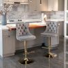 A&A Furniture,Golden Swivel Velvet Barstools Adjusatble Seat Height from 25-33 Inch