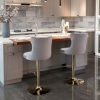 A&A Furniture,Golden Swivel Velvet Barstools Adjusatble Seat Height from 25-33 Inch