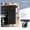 Kitchen Island with Power Outlet,Kitchen Storage Island with Drop Leaf and Rubber Wood,Open Storage and Wine Rack,5 Wheels