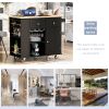 Kitchen Island with Power Outlet,Kitchen Storage Island with Drop Leaf and Rubber Wood,Open Storage and Wine Rack,5 Wheels