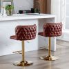 A&A Furniture,Swivel Barstools Adjusatble Seat Height, Modern PU Upholstered Bar Stools with the whole Back Tufted