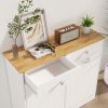 Two-Compartment Tilt-Out Trash Cabinet, Pet Proof Kitchen Trash Cabinet with Cutting Board, Free Standing Laundry Sorter Cabinet, Laundry Hamper