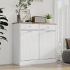 Two-Compartment Tilt-Out Trash Cabinet, Pet Proof Kitchen Trash Cabinet with Cutting Board, Free Standing Laundry Sorter Cabinet, Laundry Hamper