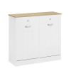 Two-Compartment Tilt-Out Trash Cabinet, Pet Proof Kitchen Trash Cabinet with Cutting Board, Free Standing Laundry Sorter Cabinet, Laundry Hamper