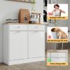 Two-Compartment Tilt-Out Trash Cabinet, Pet Proof Kitchen Trash Cabinet with Cutting Board, Free Standing Laundry Sorter Cabinet, Laundry Hamper