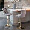 A&A Furniture,Golden Swivel Velvet Barstools Adjusatble Seat Height from 25-33 Inch