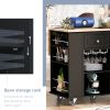 Kitchen Island with Power Outlet,Kitchen Storage Island with Drop Leaf and Rubber Wood,Open Storage and Wine Rack,5 Wheels